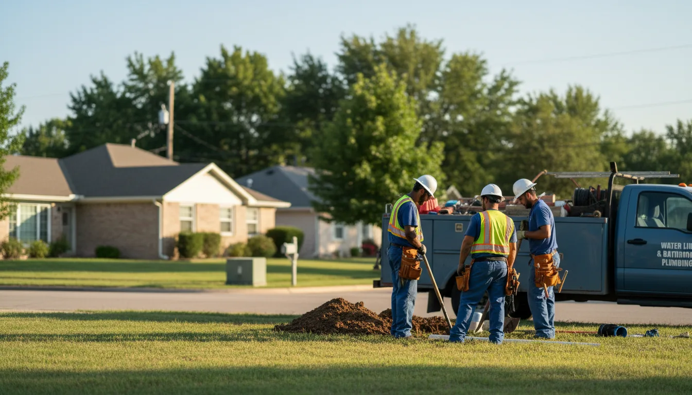 Residential water line and bathroom plumbing service in Wellston, OK